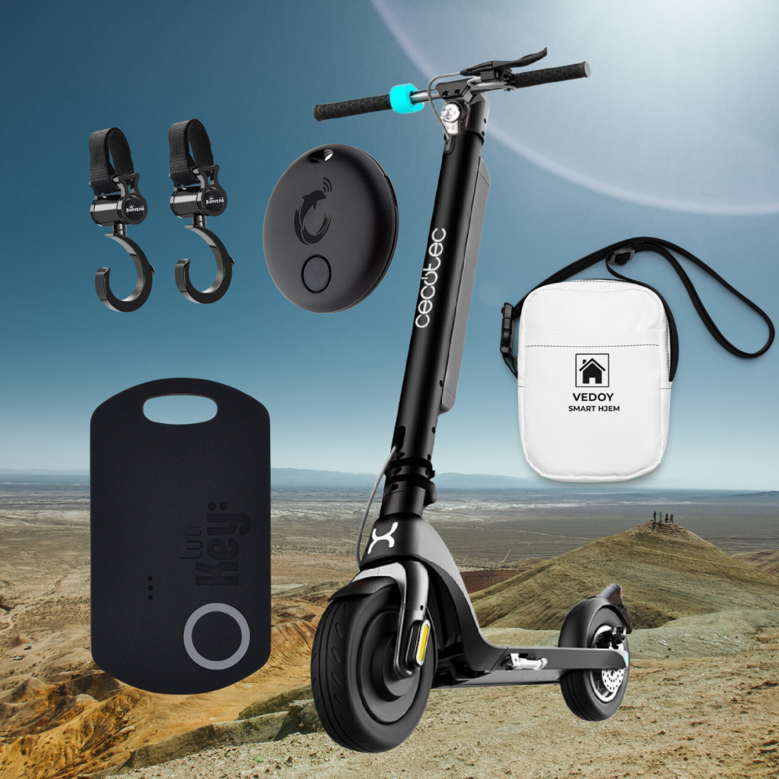 Elektrisk sparkesykkel og tilbehør