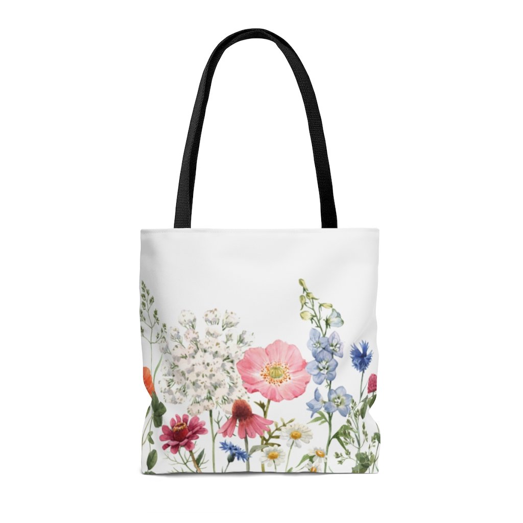 Dobbelsidig Vår Blomster Print Tote Bag (veske)