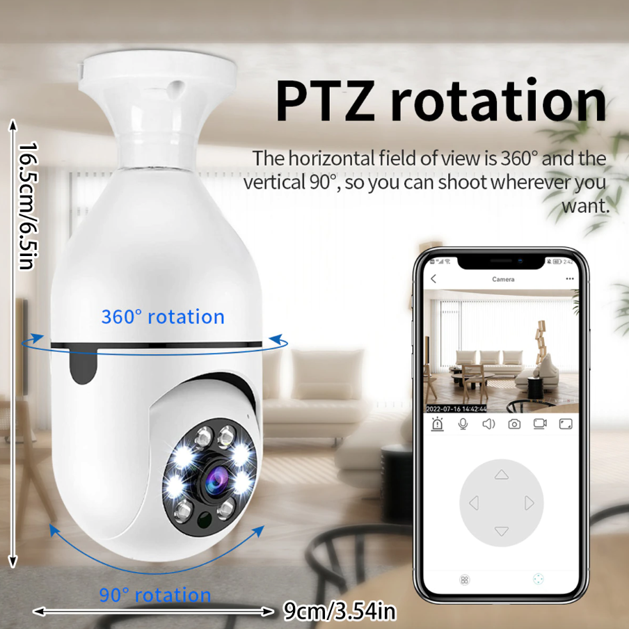 360° 1080P IP E27 Light Bulb Camera Wi-Fi IR Night Smart Home Wireless