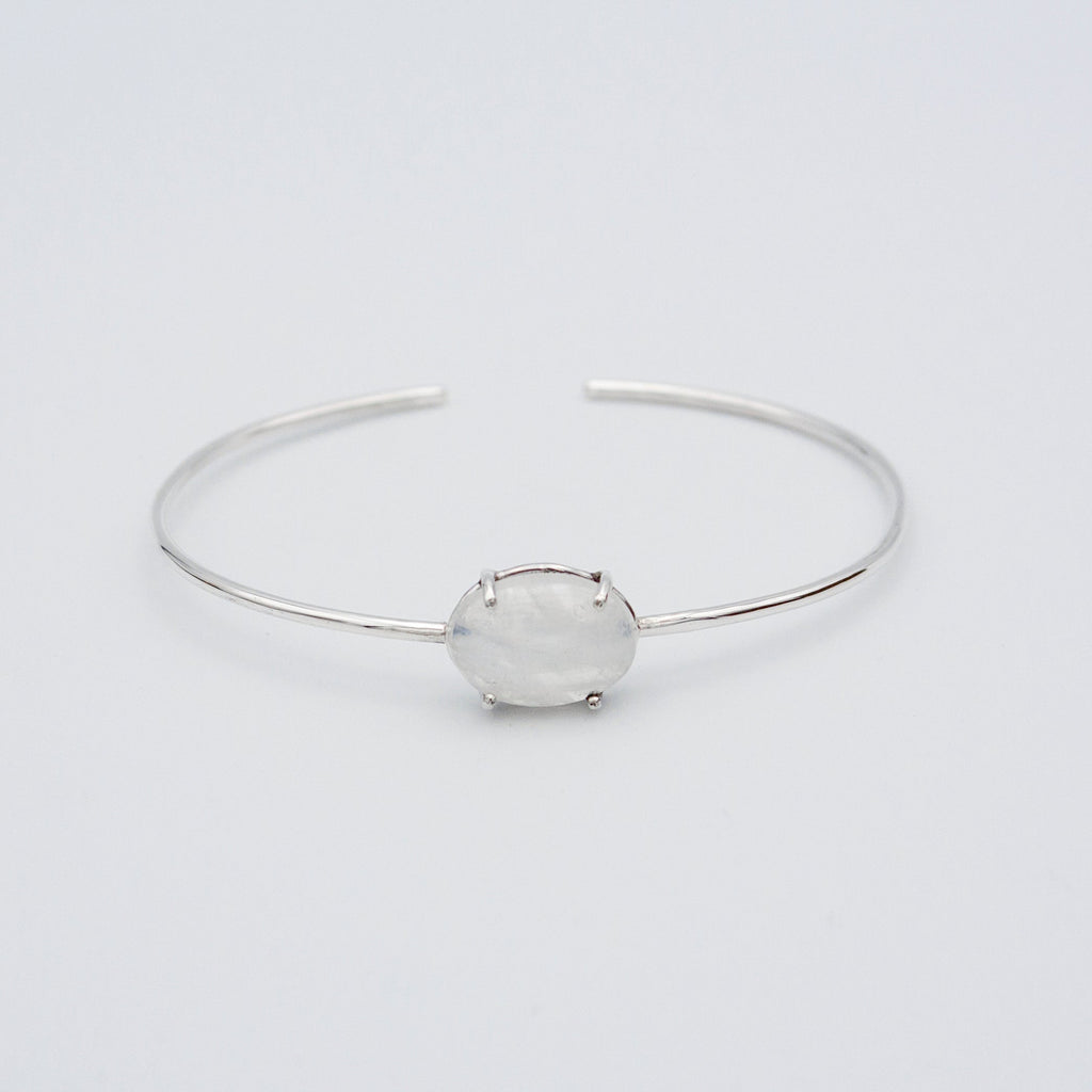 Rainbow Moonstone Sterling Silver Cuff Bracelet