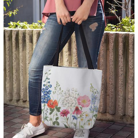 Dobbelsidig Vår Blomster Print Tote Bag (veske)