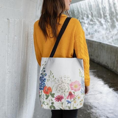 Dobbelsidig Vår Blomster Print Tote Bag (veske)